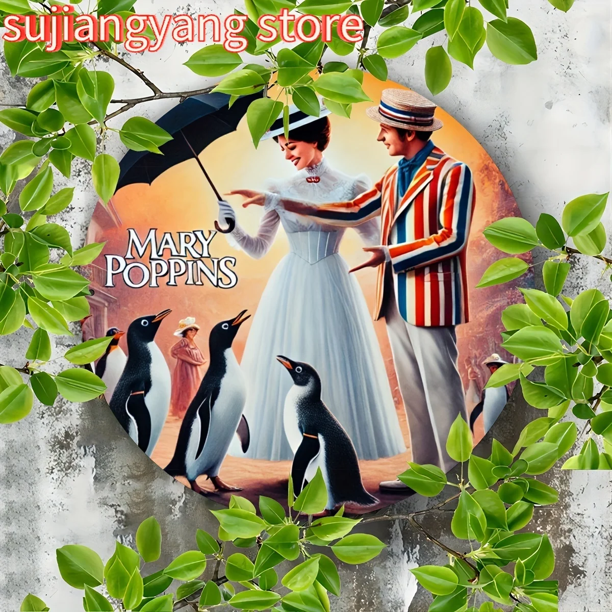 1 Stück „Mary Poppins“ Vintage rundes Aluminiumschild, 7,8 x 7,8 Zoll, wasserdicht, staubdicht, Heimdekoration, Kunst, Wand, Badezimmer, Bar, Café, Garten