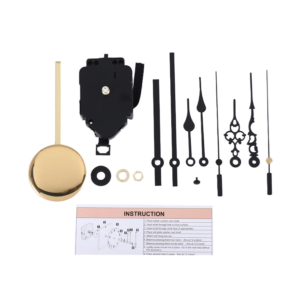 DIY Pendulum Clock Movement Mechanism with 3 Pairs Different Hands Quartz Repair Shaft Wall Clock Kit Parts Replacement HOT