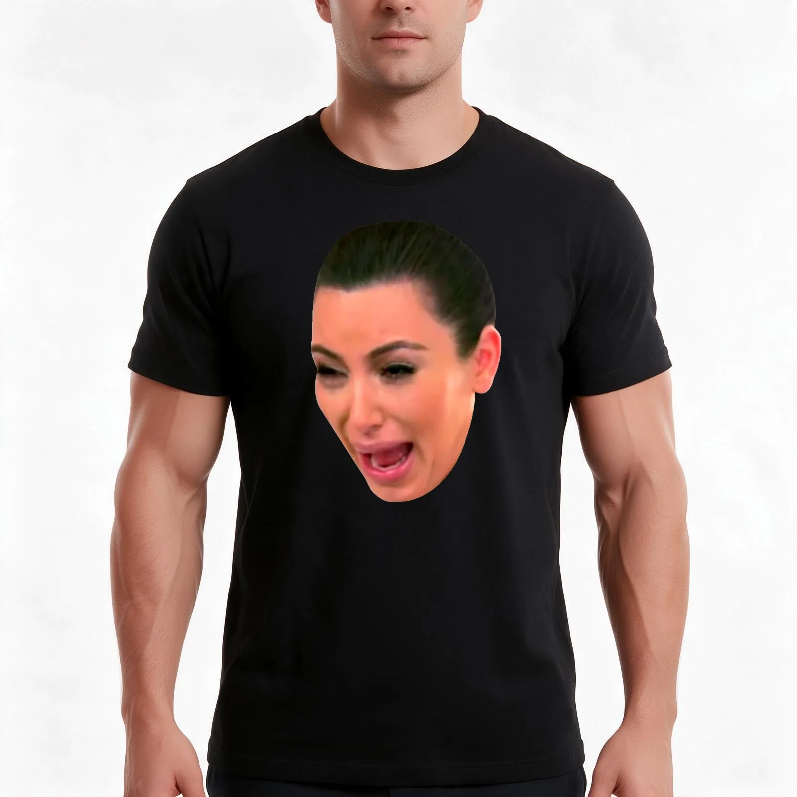 Crying Kim T-Shirt, Summer Casual Cotton Tee, Oversized Streetwear Tops, Vintage Graphic Print, Loose Fit Short Sleeve