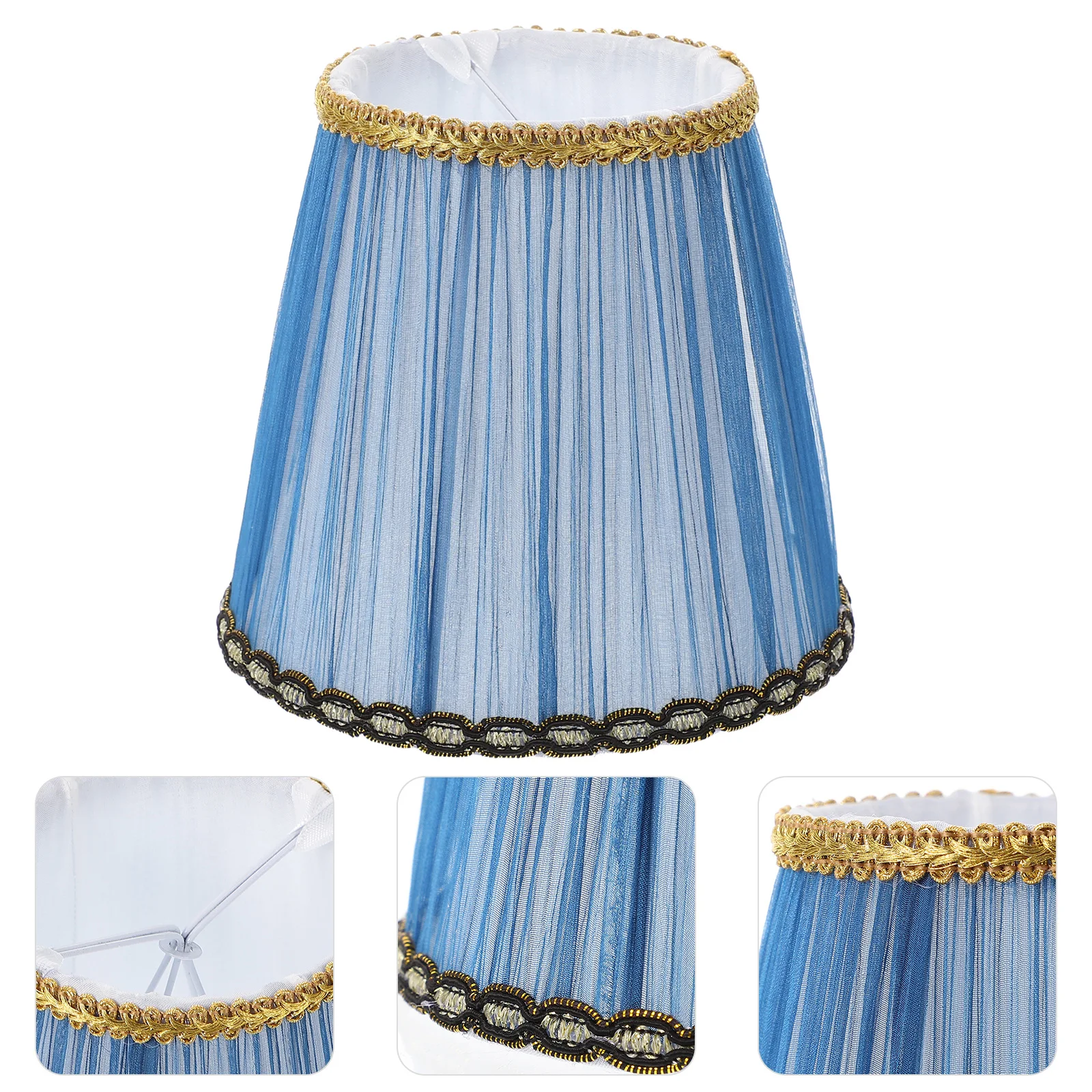 

Pleated Clip Lampshade Durable Lamp Shade Fabric Blue Durable Lamp Cover Chandelier Wall Light Cloth Shade Accessories