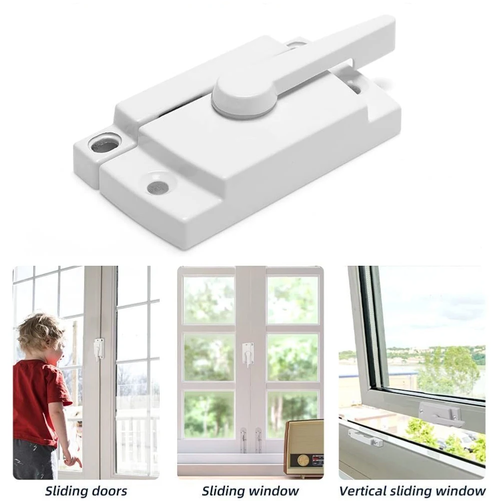 1 Pcs Zinc Alloy Sash Lock 60x25mm Sliding Casement Sash Vertical Slider Fitch Catch Lock White Hoem Door Window Hardware