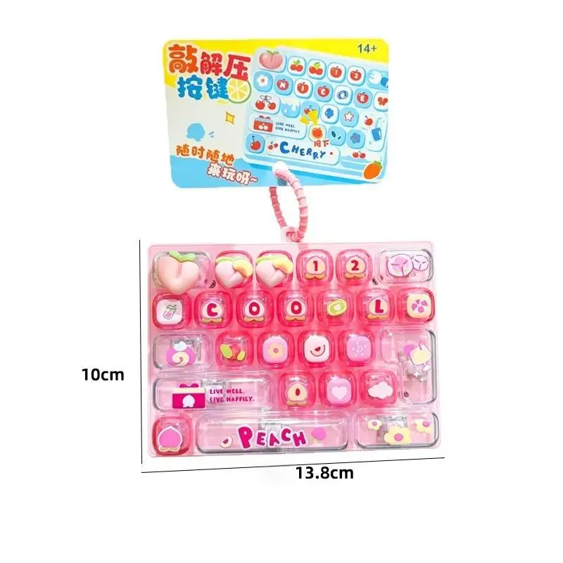 26 Key Mini Stress Relief Keyboard Fidget Toy Keychain Cute Pendant for Birthday Christmas Gift Kids Party Favor