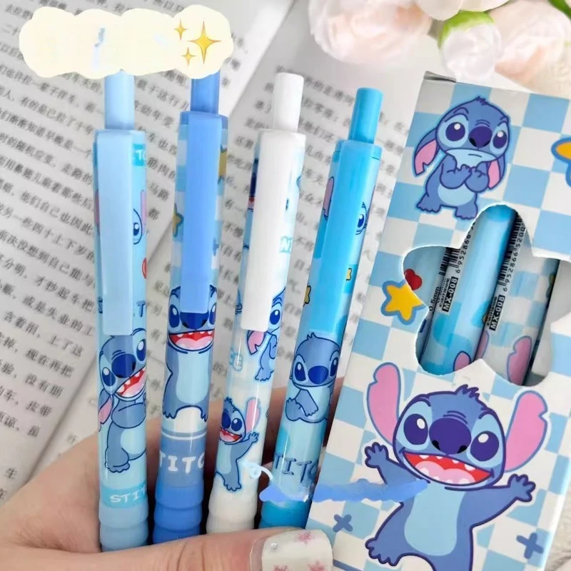 

4PCS Disney Stitch Click Gel Pen - 0.5mm Quick-Dry Writing for Exams, Cloud Comfort Grip School Study Supplies