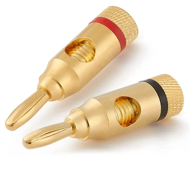 SQPP-금도금 바나나 플러그 또는 커넥터(개방형 나사형)(24쌍(48플러그)) 오디오 플러그 스피커 와이어 커넥터