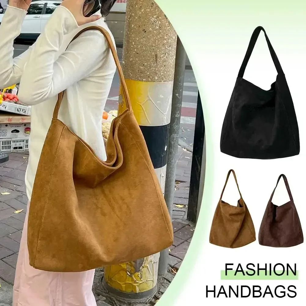 Women Underarm Bag Fashion Tweed Fabric Large Capacity Shoulder Bag Casual Handbag for Daily Office Use Solid Color Handbag