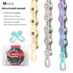 Bicycle Hollow Chain for KMC X9EL X10EL X11EL X12EL Ultralight 9 10 11 12 Speed Mountain Road Bike Sliver Gold Rainbow Chain