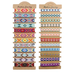 Boho 12PCS Multicolor Embroidery String Handwoven Friendship Bracelet Women Wholesale 2022 New Fashion Handmade Jewelry Present