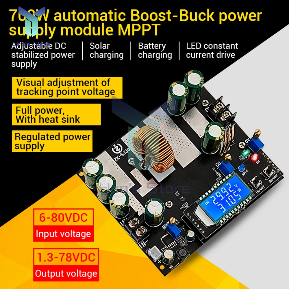 

ZK-SJ30 700W Boosting Buck Converter Power Supply Module DC6-80V to 1.3-78V 30A Adjustable Voltage Regulator Voltmeter Step-Down