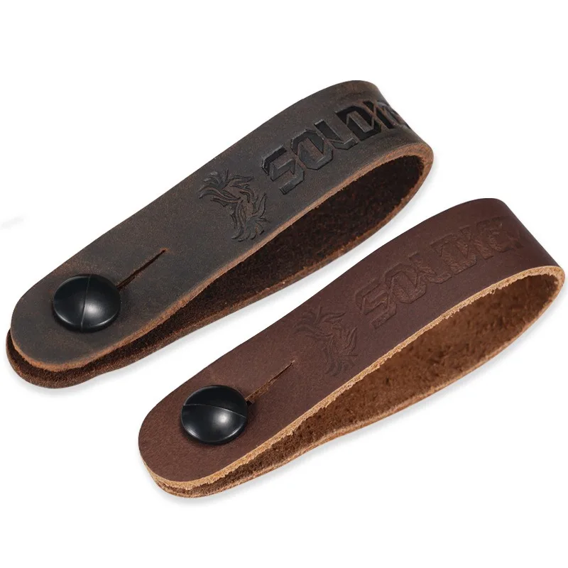 Soldier Grain Leather Guitar Neck Strap Button Guitar Head Stock Tie Safe Lock Guitar Accessories