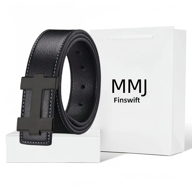 Универсальный мужской и женский ремень с H-логотипом. Модный универсальный ремень с гладкой пряжкой для джинсов. Подходит для молодых работников.