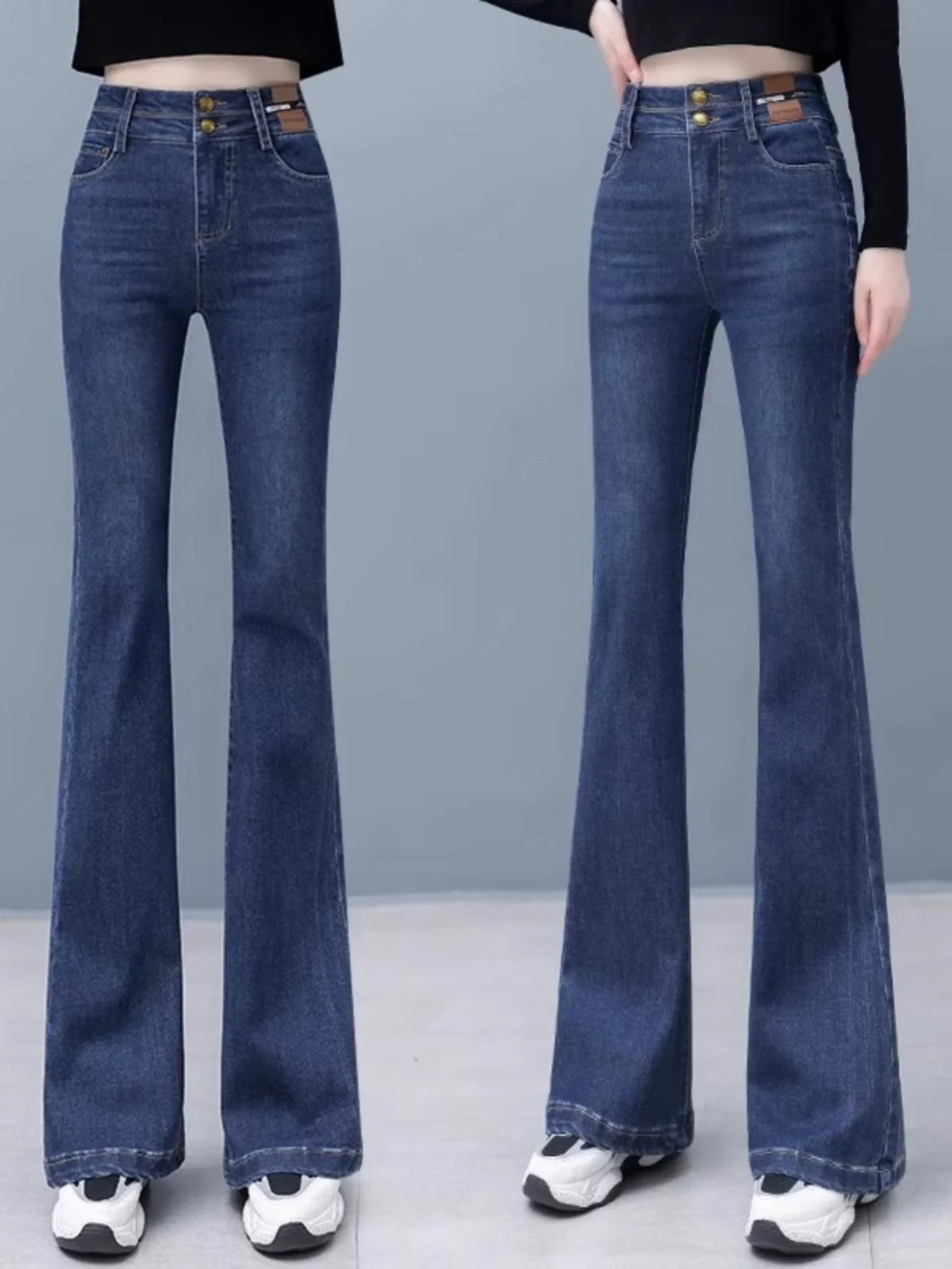 

High Waist Flared Jeans Women's Spring Autumn New Style Casual Long Pants Cotton Stretch Denim Bootcut Pants Fashionable Hors...
