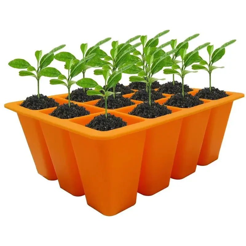 12 Cells Seed Starter Trays Silicone Seedling Pots Indoor Gardening Plant Germination Trays for Seeds Growing Starting