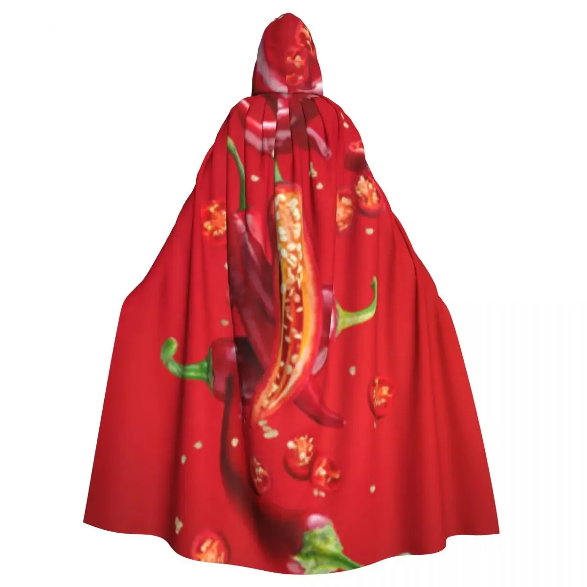 Adult Vampire Cape Hooded Robe Fresh Chilli Peppers Halloween Cloak Full Length Cosplay