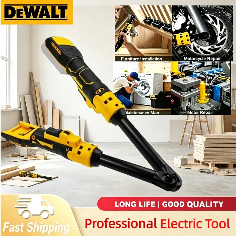 

DEWALT Compatible 6 Inch Extended Head Electric Ratchet Wrench 3/8'' 220N.M High Torque Cordless Nut Bolt Disassembly Drive Tool