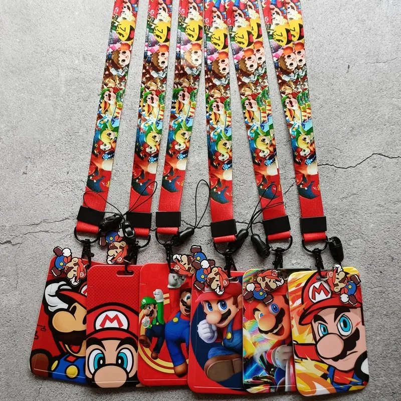 Mario bros dos desenhos animados cordão cartão de crédito id titular saco estudante mulheres meninos viagem banco ônibus cartão de visita capa crachá