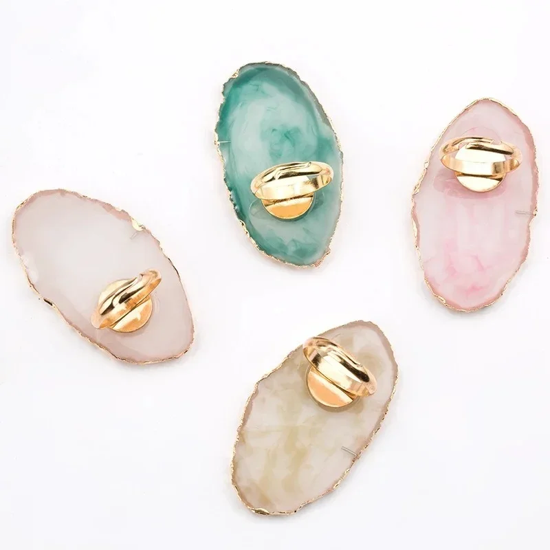 Resin Agate Nail Color Paint Palette with Finger Ring Polish Cream Foundation Mixing Nail Art Tools Color Mixing Display