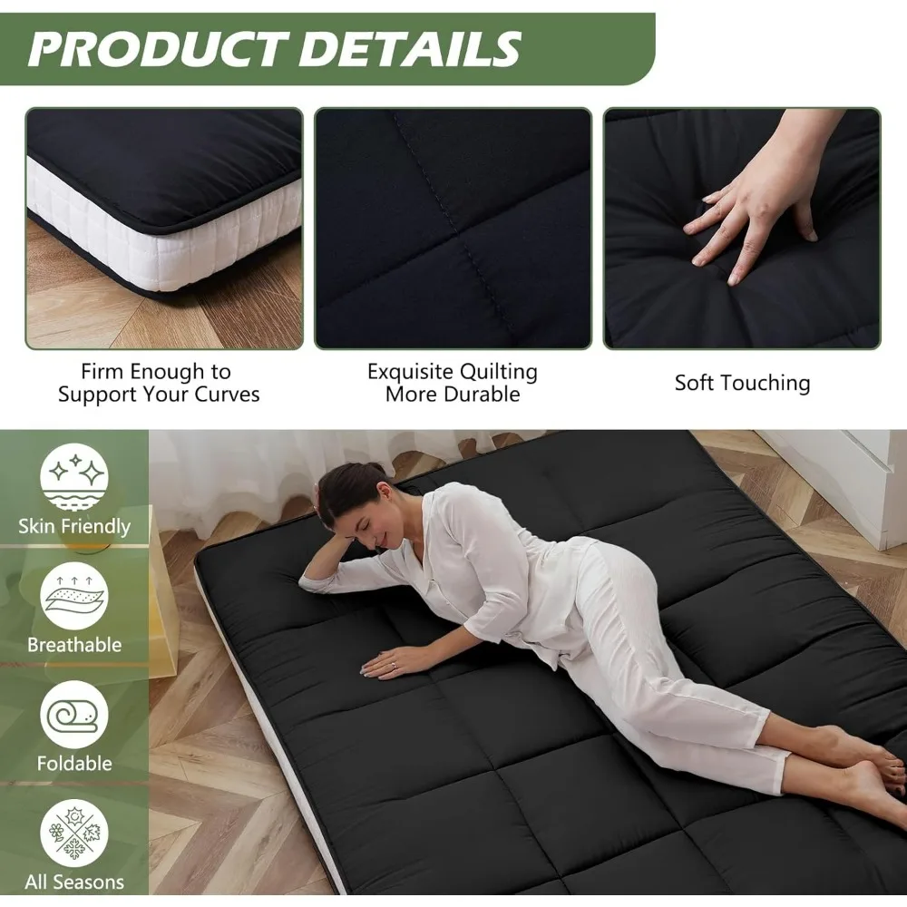 Japanese Floor Mattress Mattress, Foldable Topper Thicken Tatami Mat Roll Up , Folding Sleeping Pad Breathable Floor Lounger