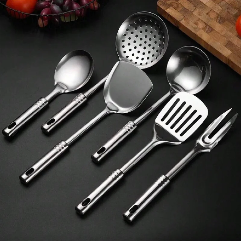 6pcs stainless steel kitchen Cooking tool set - spatula, colander, ladle and fork for the home - Practical cookware L9195