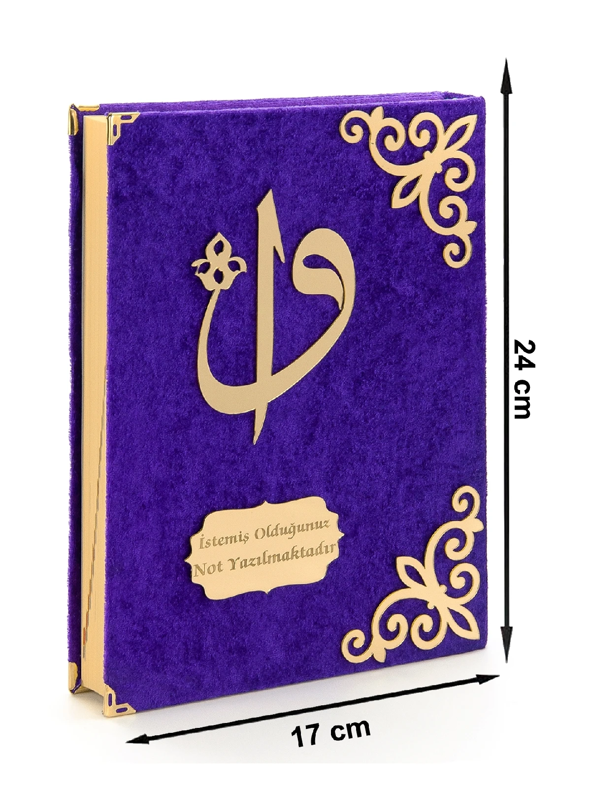 Gift Velvet Covered Name Special Plexi Pattern Arabic Medium Size Holy Quran Purple