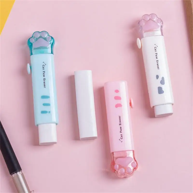 Kawaii Retractable Eraser Cute Cat Korean Stationery Rubber Drawing Erasers Children's school supplies Office