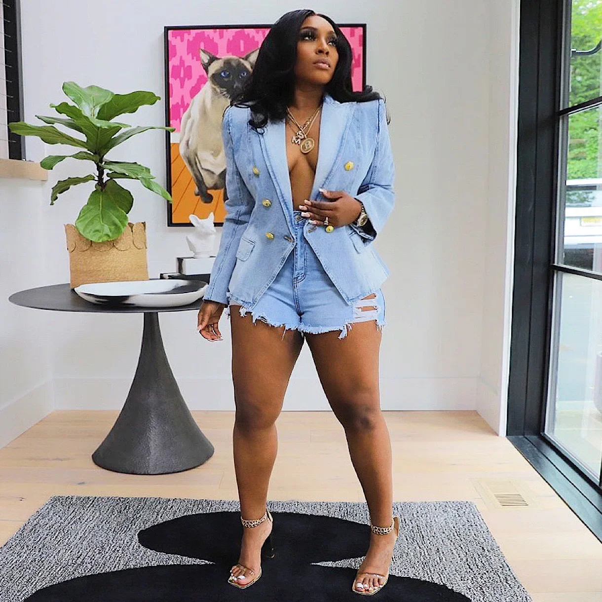 Fashion Women's Denim Suit Jacket Autumn Long Sleeve Lapel Slim-Fit Street Can Wear Solid Color Ladies Coat Same celebrity style