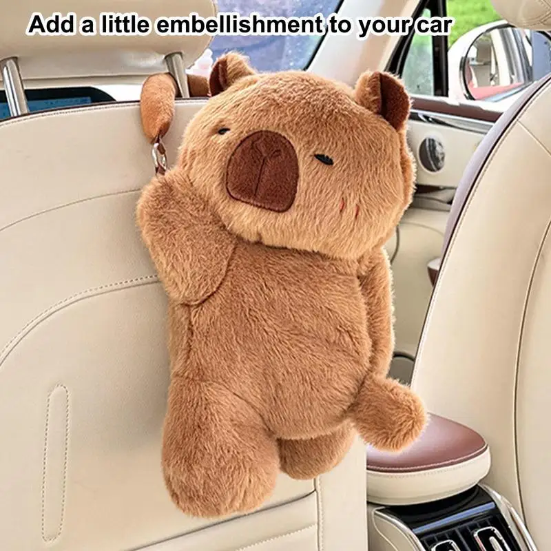 Capybara Car Tissue Holder Stuffed Plushie Tissue Dispenser Plush Cute Capybara Tissue Box Automobile Soft Tissue Dispenser