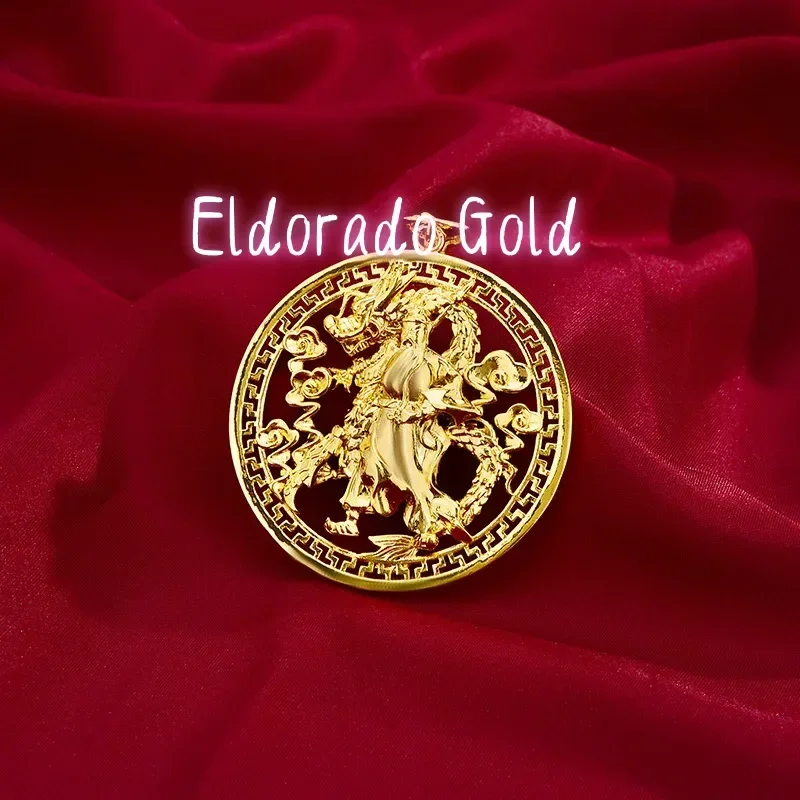 

Eldorado Gold New AU999 gold single pendant mens 3D pendant real 24K pure gold Guan Gong Guan Yu necklace pendant