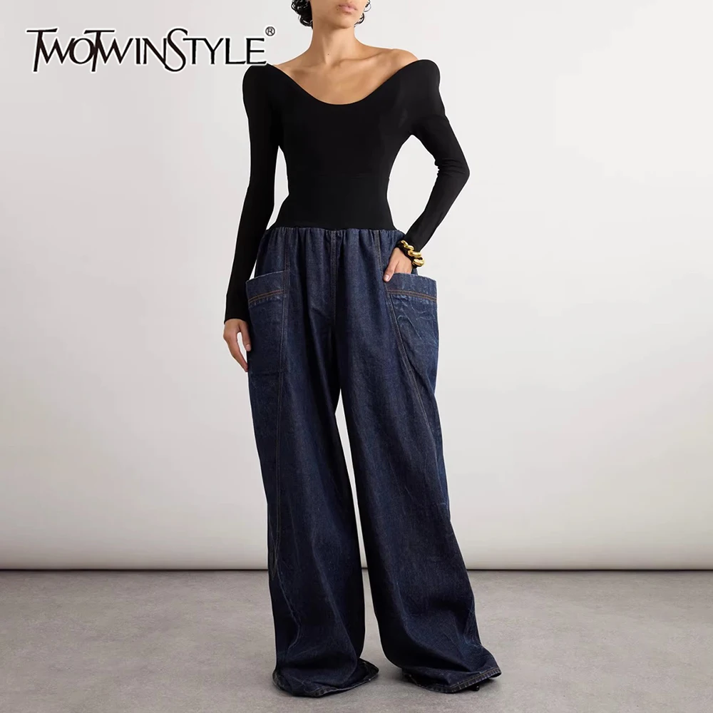 

Брюки TWOTWINSTYLE: Новые, однотонные, свободные, минималистичные, с высокой талией, с карманами, повседневные, широкие, женские, модная одежда