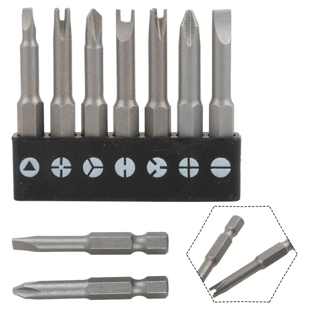 7pcs 50mm Special-Shaped Screwdriver Set PH2 U Y Shape Triangle Three Points, Four Points PH2 SL Screwdriver Bits Hand Tools