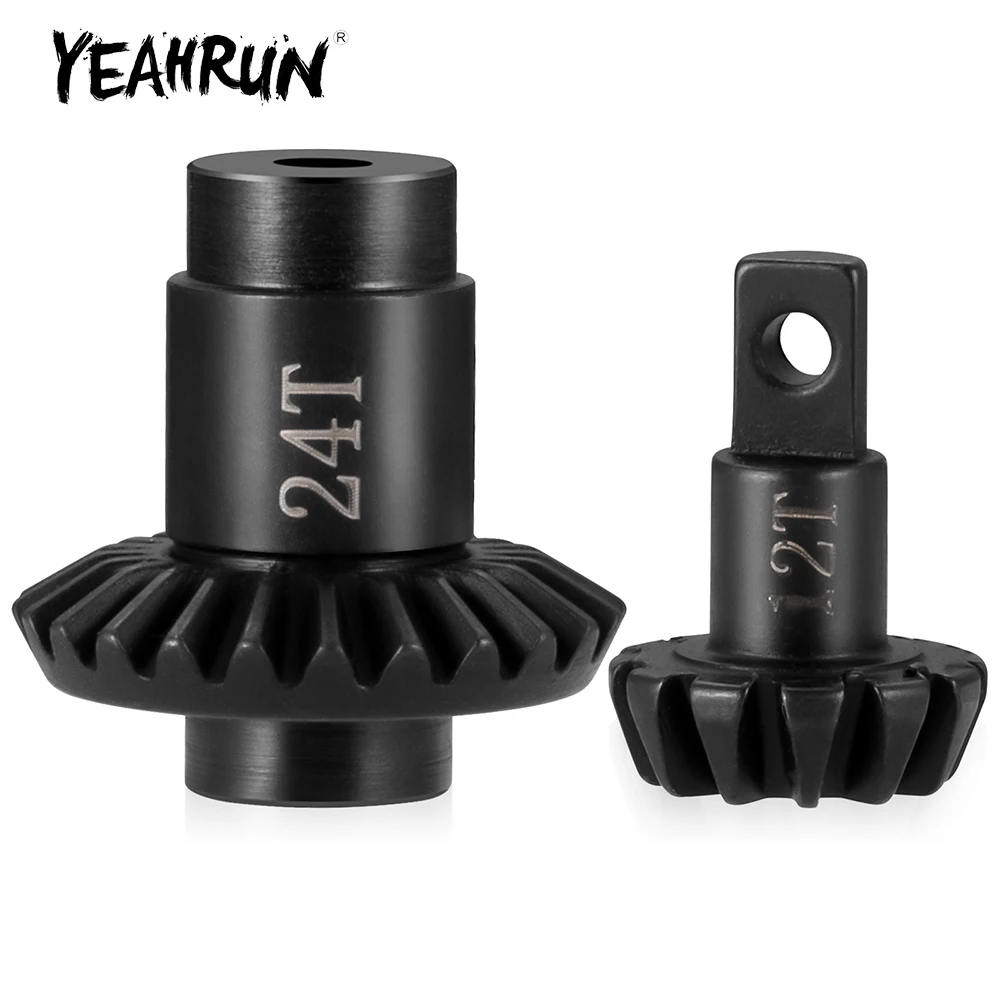 YEAHRUN 40CR стальная шестерня оси 24T + 12T для FMS FCX18 1/18 FCX24 1/24, детали для обновления радиоуправляемого автомобиля
