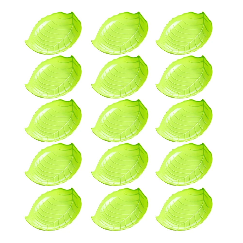 

15 Pcs Plate Snack Leaf Banquet Snacks Fruit Tray Plastic Dip Dishes Restaurant Dessert Plates