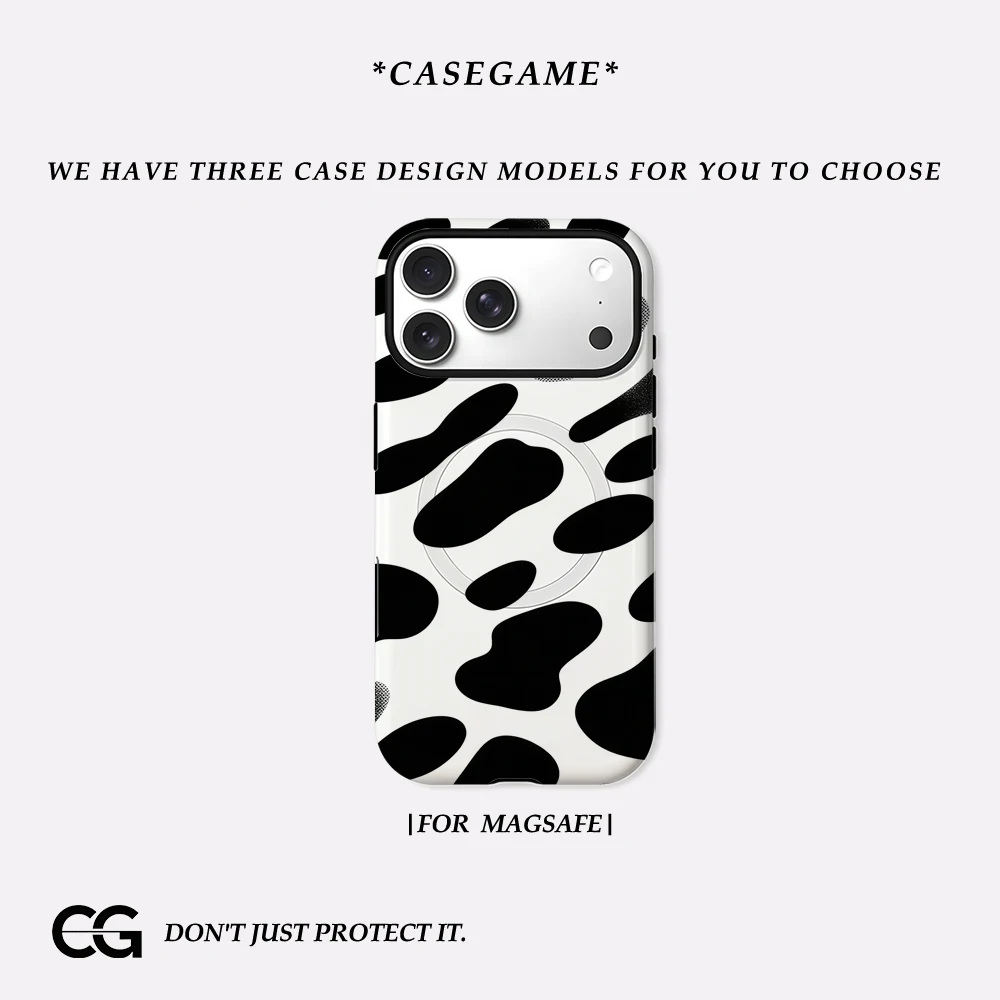 Casegame Matte Bumper für MagSafe Hülle für iPhone 17 16 15 14 Plus 13 Pro Max Stoßfeste Harte PC Moderne Kuhfell-Optik Schutzhülle