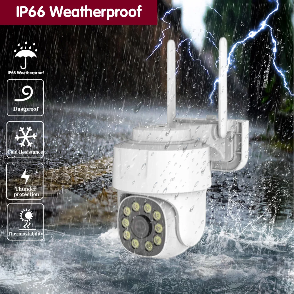 5MP Wireless 2K WiFi PTZ IP Security Camera Outdoor Waterproof Auto Tracking Color Night Vision CCTV Video Surveillance Camera