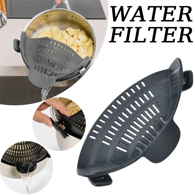 Sieb für Töpfe 1pc Universal Silikon Clip auf Pan Topf Sieb Pasta Obst Gemüse Handheld Abtropffläche Küche Werkzeuge VIE LENTE