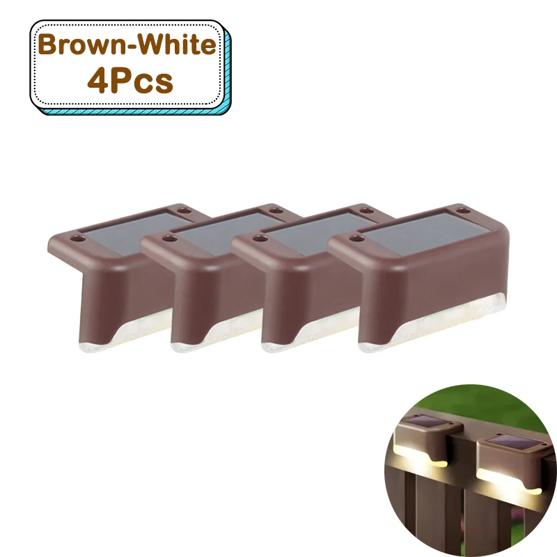 Outdoor Solar Step Lights Warm witte LED waterdichte trappadverlichting voor tuin terras hek balkon decoratie zonne-energie