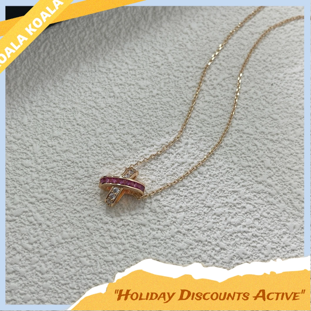 2025 مجوهرات الأزياء الجديدة الماس الوردي النقي الصليب قلادة الأزياء الفاخرة مأدبة مكان العمل مجوهرات متعددة الاستخدامات #2