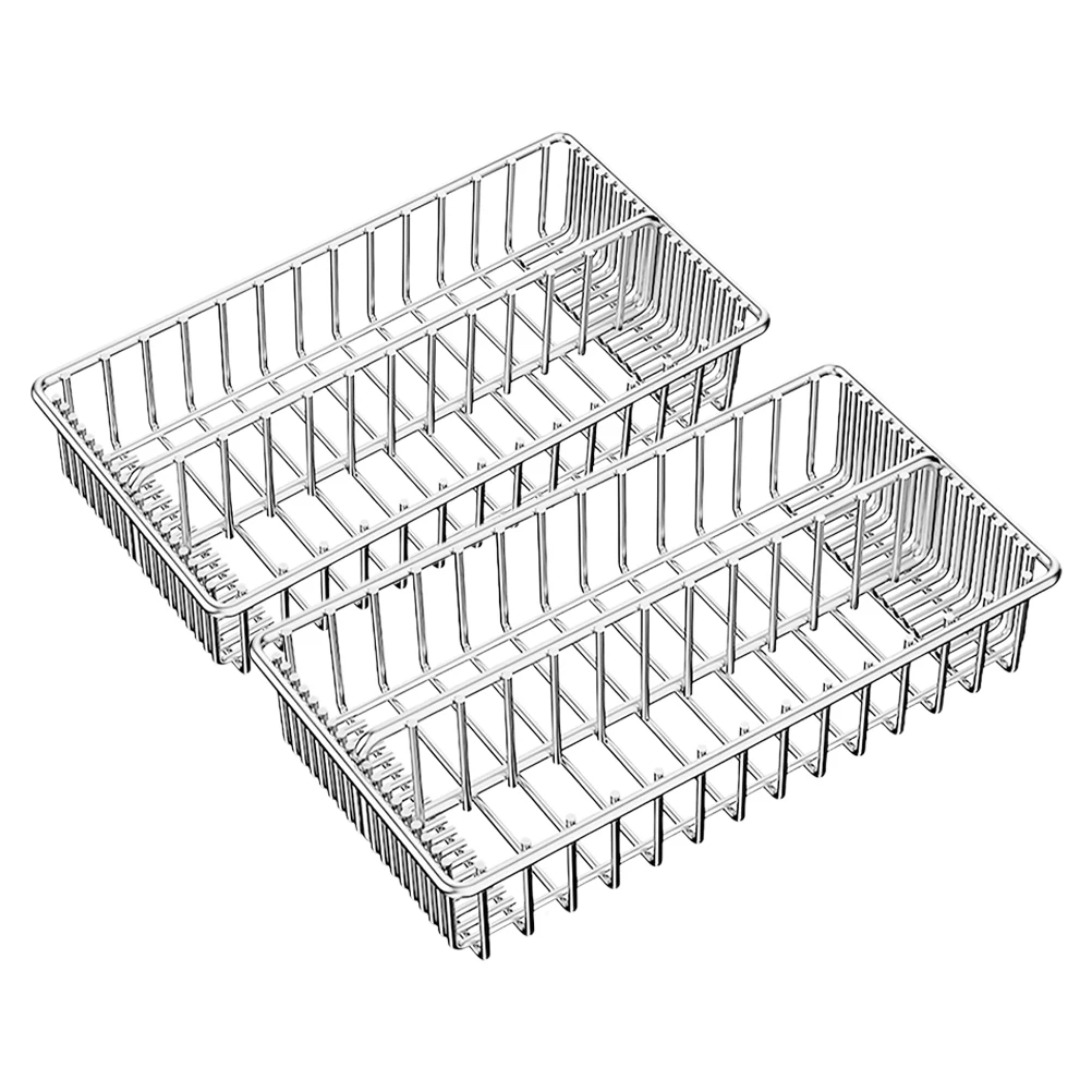 

2Pcs Stainless Steel Cutlery Holder Space-Saving Kitchen Utensil Organizer Multifunctional Silverware Tray Drainer Basket