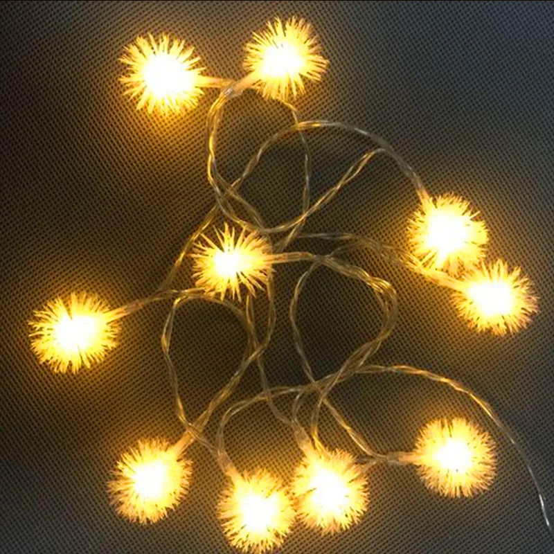 LED Furry Snowball String Lights Warm White dandelion String Lights for Wedding Valentine's Day Party indoor Decoration