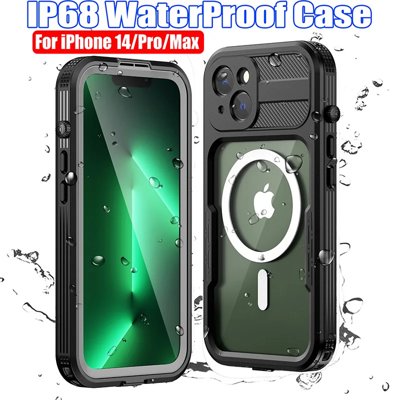 Latest Mars Magnetic Charging IP68 Waterproof Case For iPhone 14 Pro Max Plus Dropproof Cover Diving Swim Outdoor Sports Climb