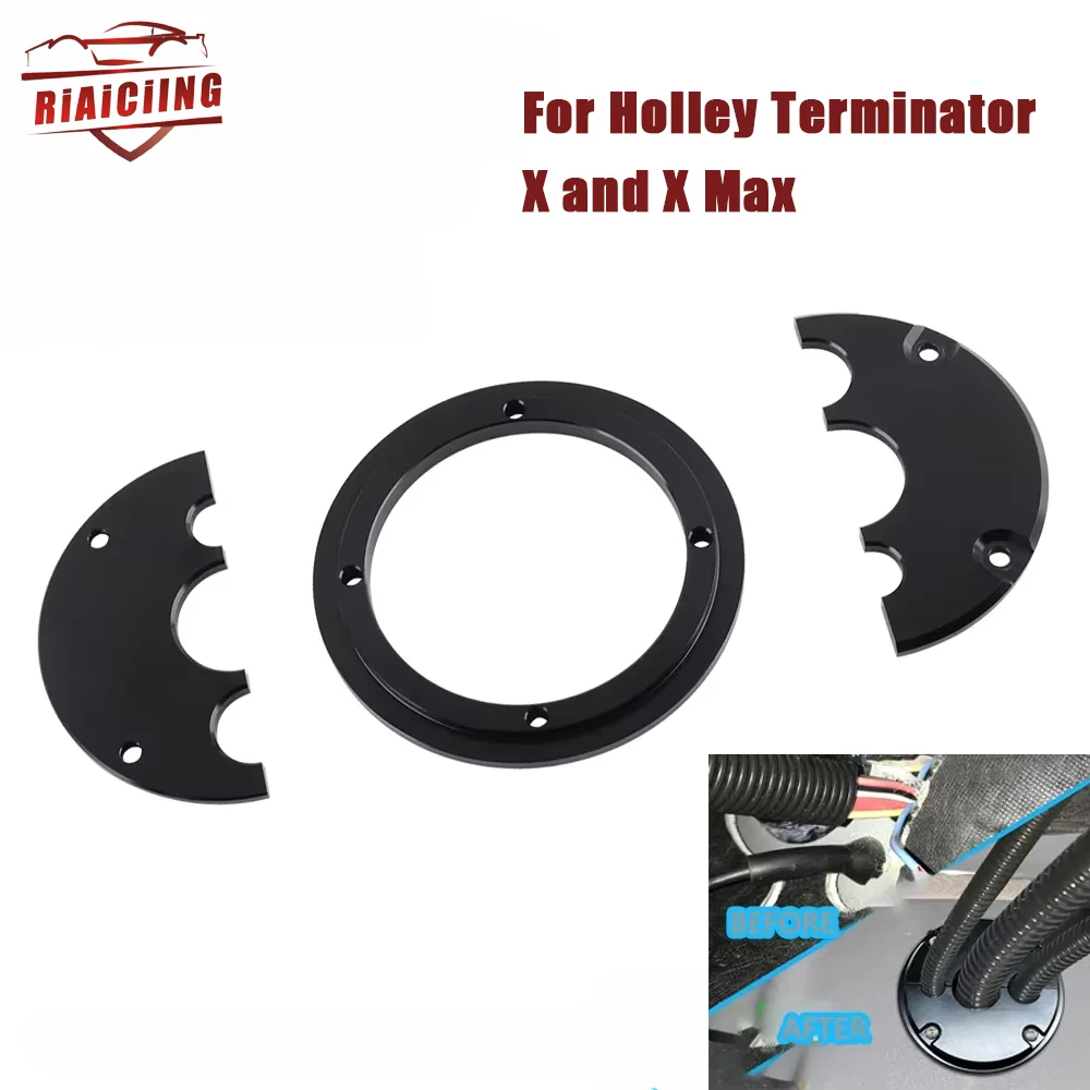 Aluminum Black 3 Hole Bulkhead Fitting For Holley Terminator X & X Max Harness Split Face Grommet Transmission Harnesses