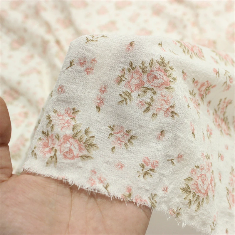 140X45cm Thin Cotton Blend Fabric Floral Printing Pastoral Style Soft  Breathable Feel DIY Children's Shirt Skirt Home Clothing