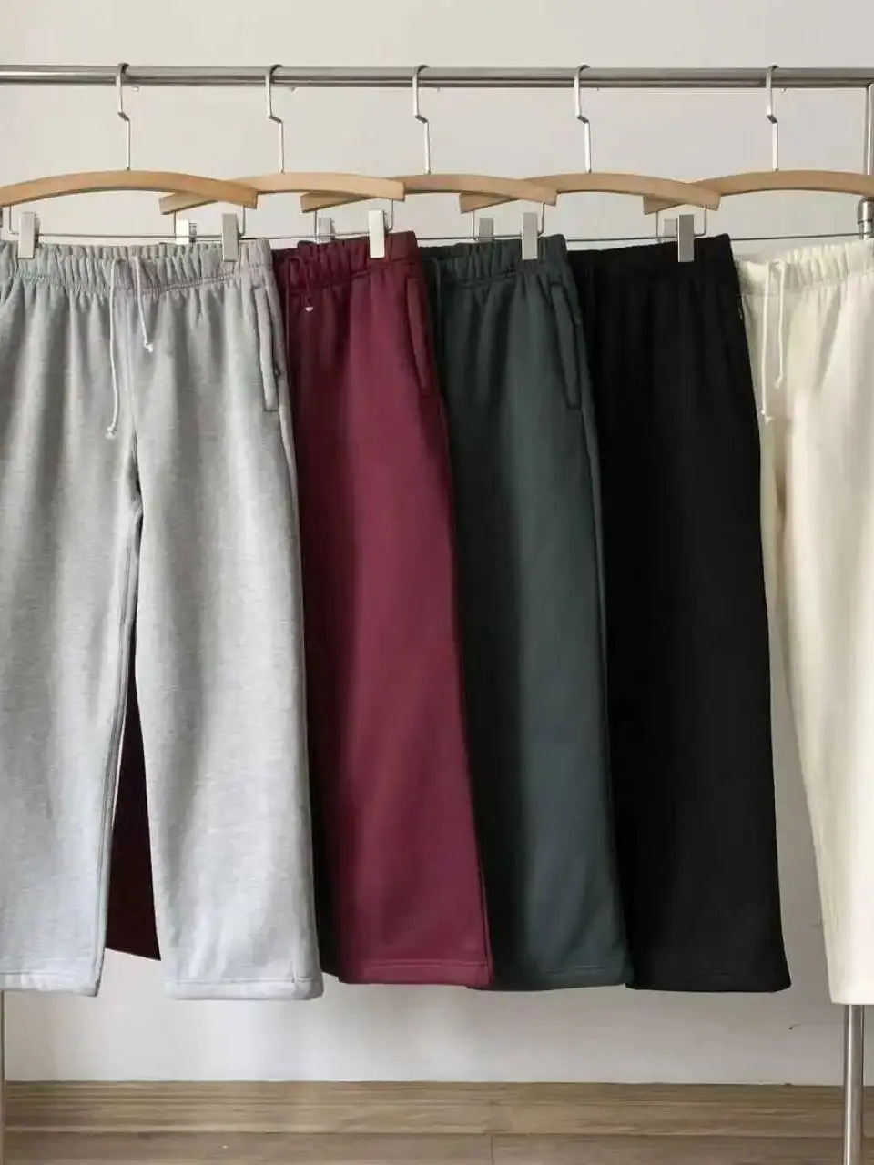 

Men's Thiened Loose Sports Straight Leg Casual Pants Fce Lined Cuffed Long Trousers Autumn Winter New Sle