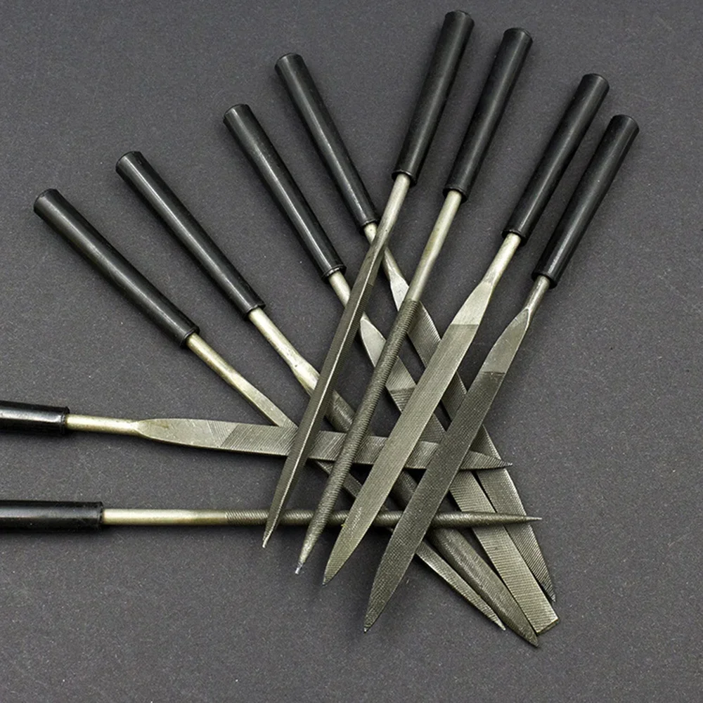 STONEGO 5PCS/10PCS 3x140mm Set di lime ad ago Gioielliere Diamante Intaglio Strumento artigianale Metallo Vetro Pietra Utensile manuale