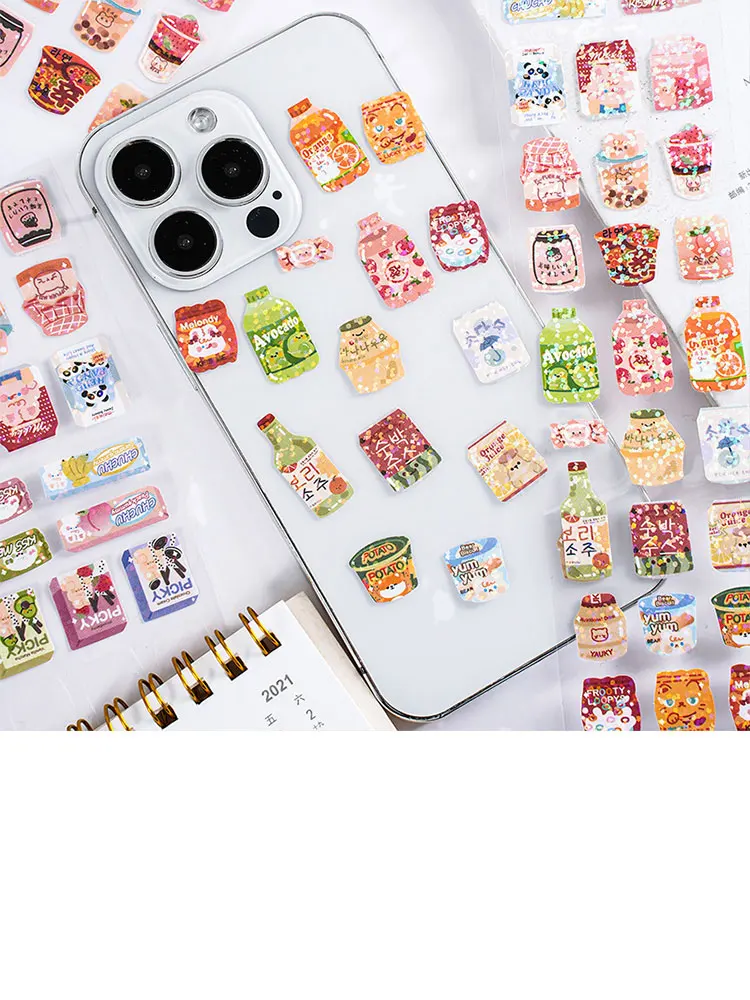 Kawaii folia serial animowany taśma papiernicza dekoracyjne naklejki in Cute Cartoon Animal Guka dekoracyjne konto ręczne 6 rodzajów — zdjęcie 2