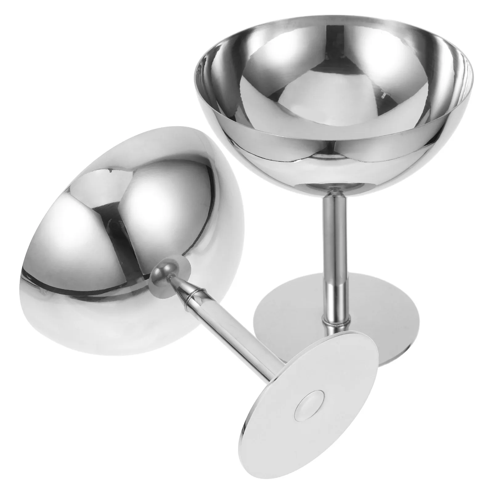 

2Pcs Stainless Reusable Footed Design Kitchenware Kitchenware Party Set Dessert Bowls Fruit Pasta Salad Container