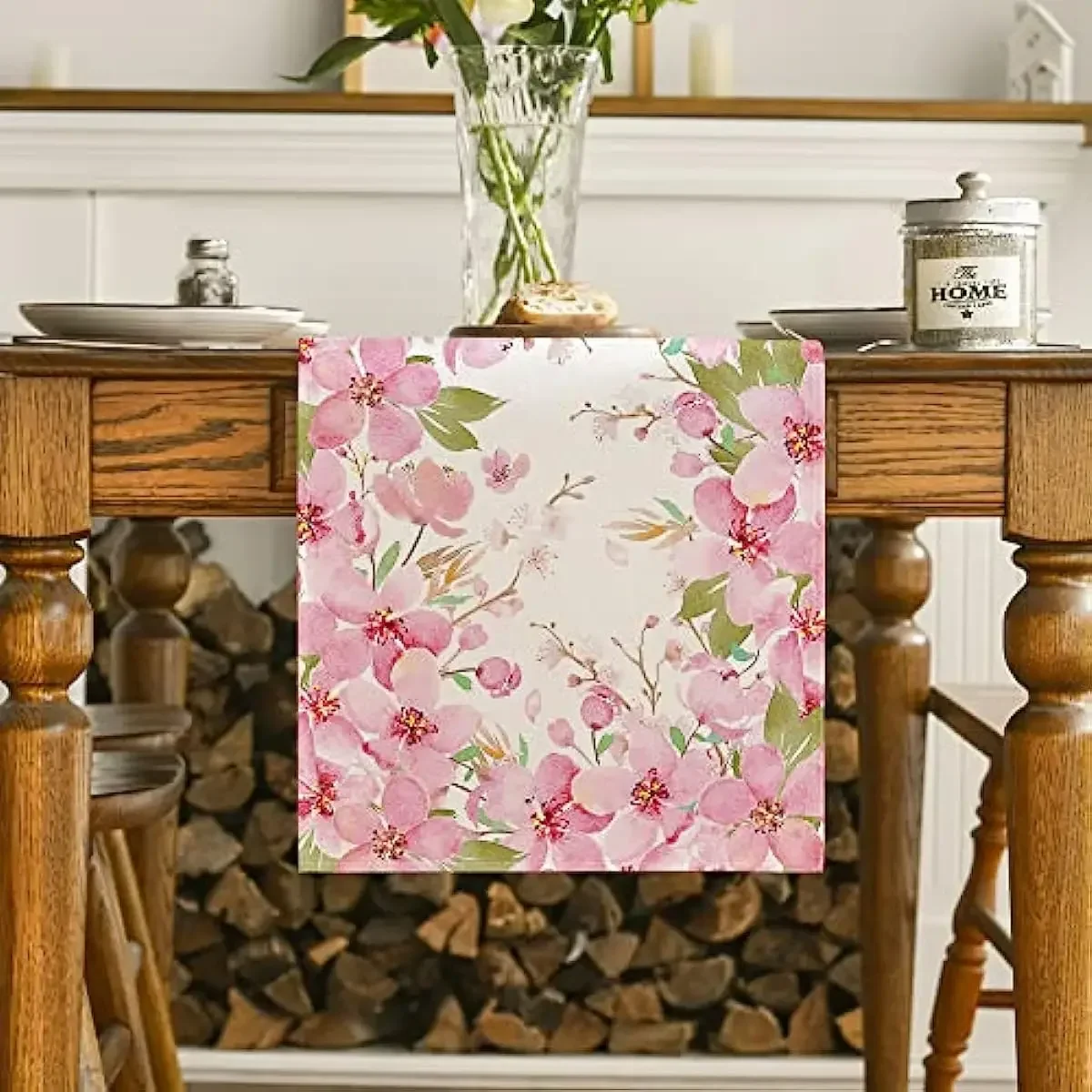 Spring Pink Sakura Flowers Table Runner Seasonal Summer Kitchen Dining  Decoration for Wedding Party Home Decor cloth