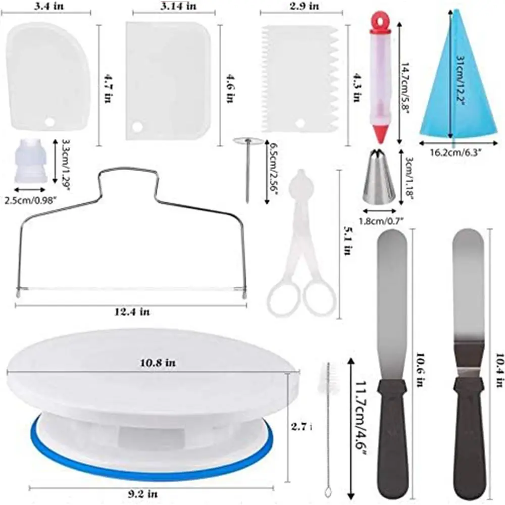 206pcs Decorative Supplies Set, Suitable For Beginners With Steel Pipe Frosting Techniques, Including Cake Wheel Icing Shove