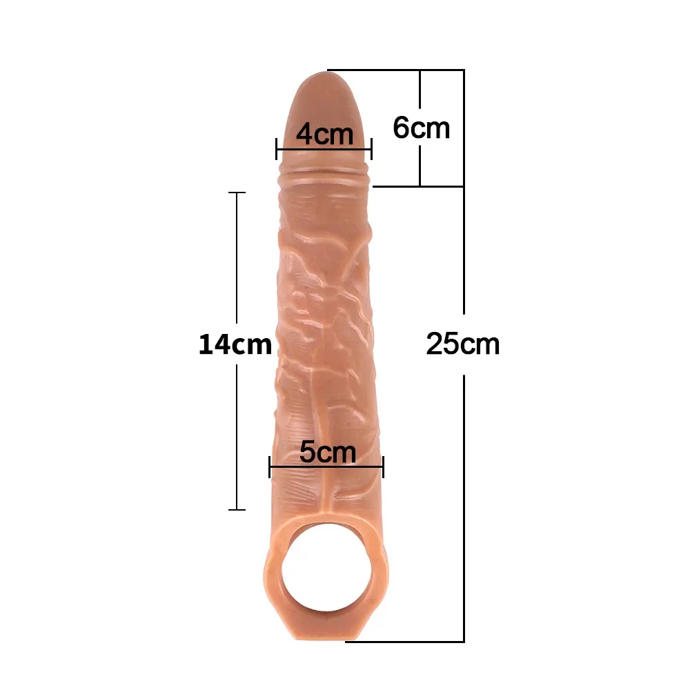 Reusable Condom Long Big Penis Extender Sleeve Delay Ejaculation Male Enlargement Sleeve Dick Extender Adult Sex Toys For Men