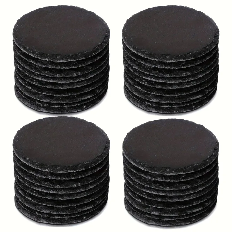 

Slate Coasters Set Round Natural Stone Drink Coasters Absorbent Heat Resistant Table Protectors for Home Bar Kitchen Decor