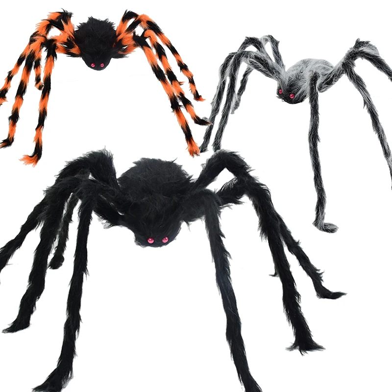 125cm Halloween Dekoration große Plüschs pinne Horror realistische schwarze Riesen spinne Spielzeug für Halloween Party nach Hause Spukhaus Dekor